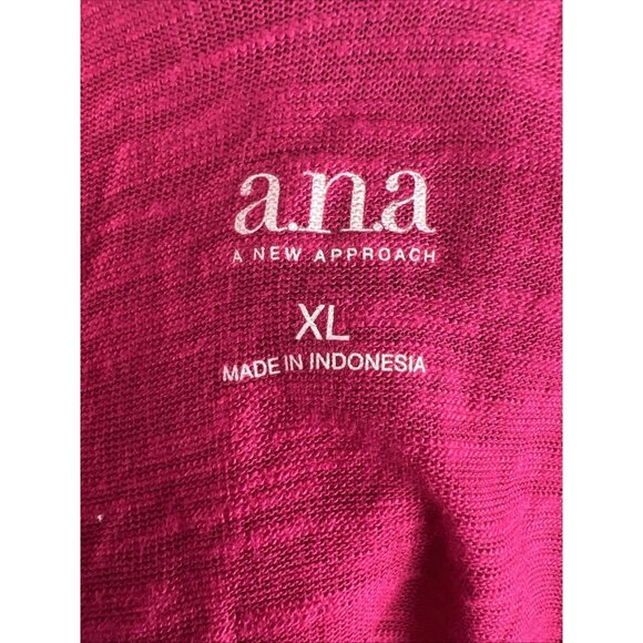 ana A New Approach XL Top Womens Sleeveless Ruffled V-Neck Fuchsia Pink - Picture 6 of 9